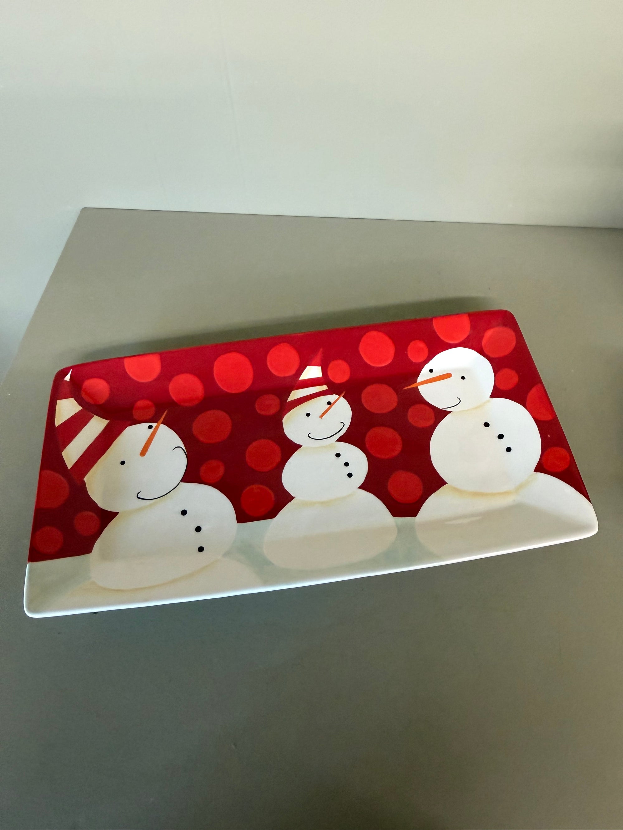 Red  Snowman Plate
