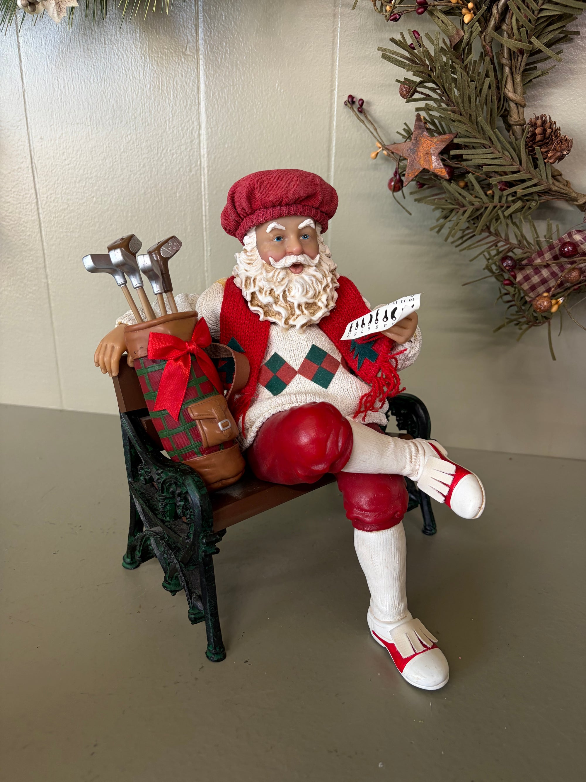 Sitting Golfer Santa