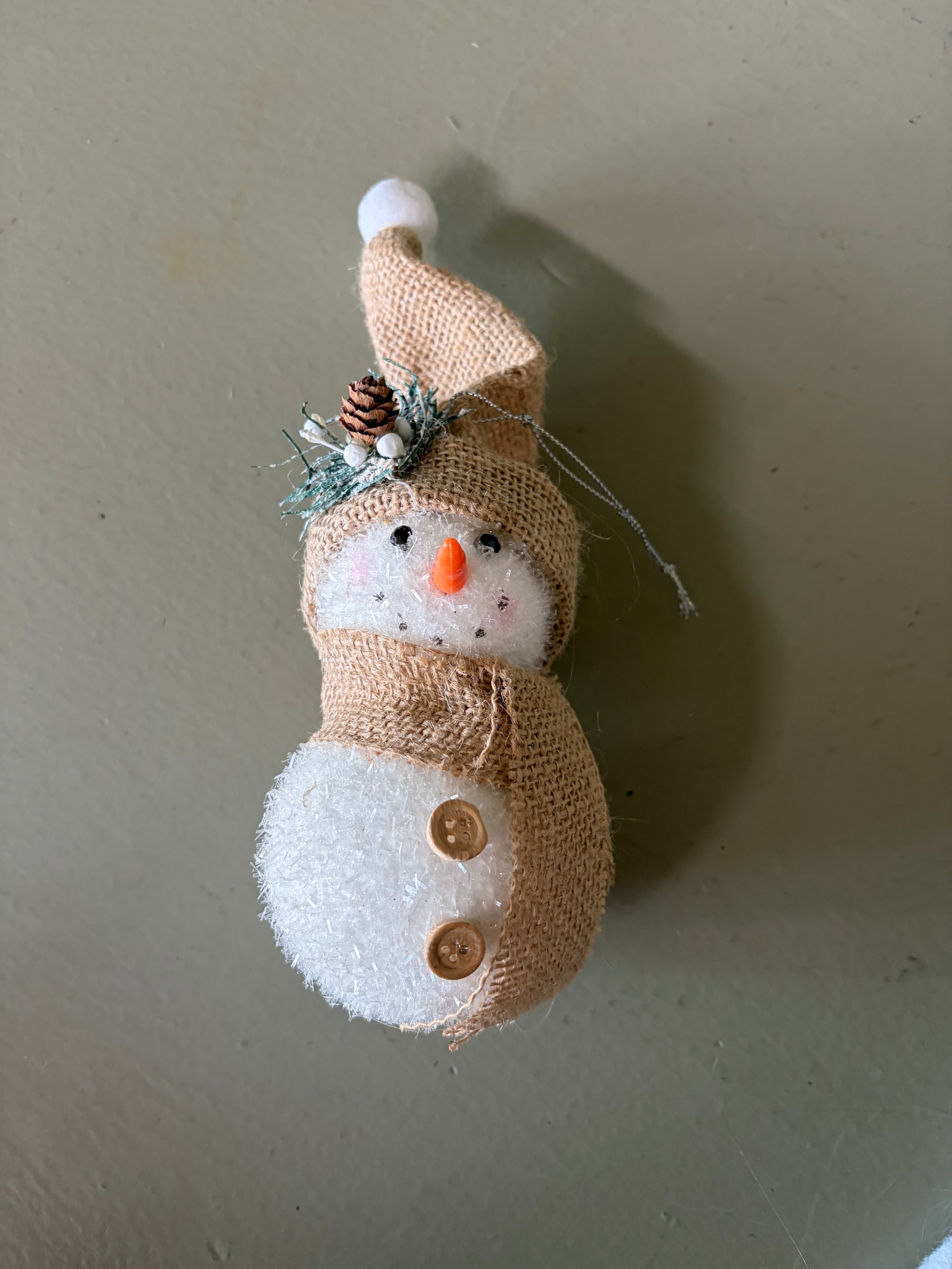 Burlap Dressed Snowman