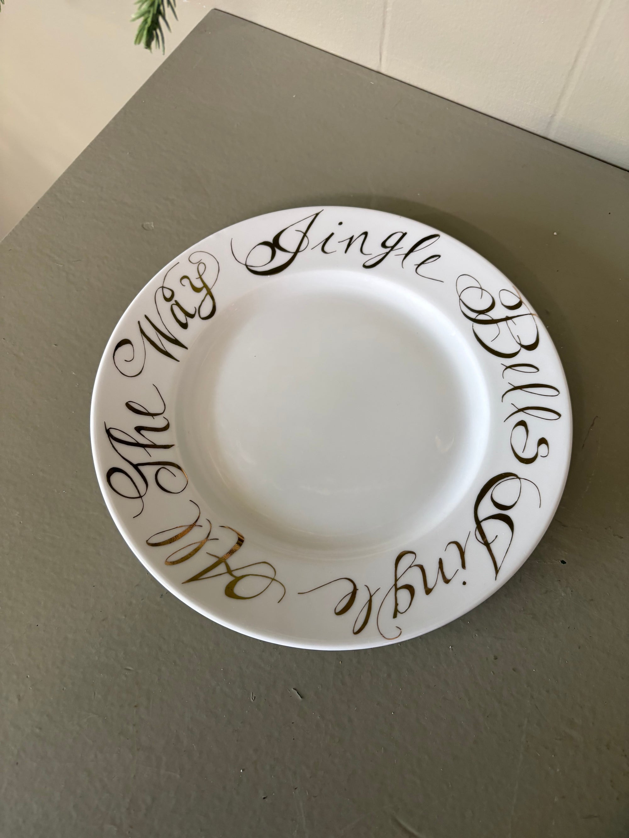 White and Gold  Jingle Bells Plate