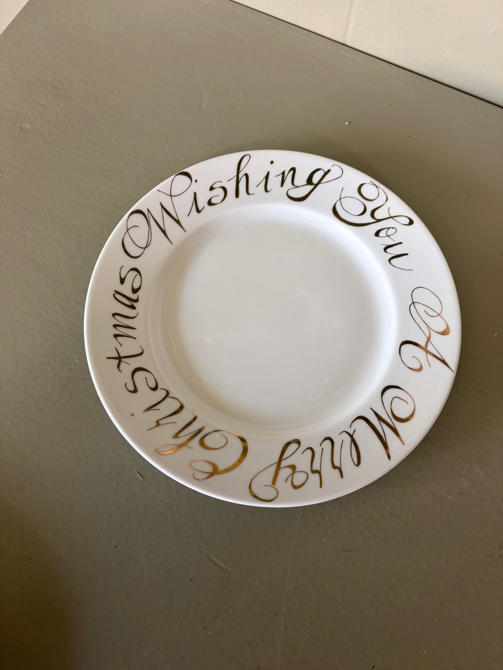 White and Gold  Wishing You Plate