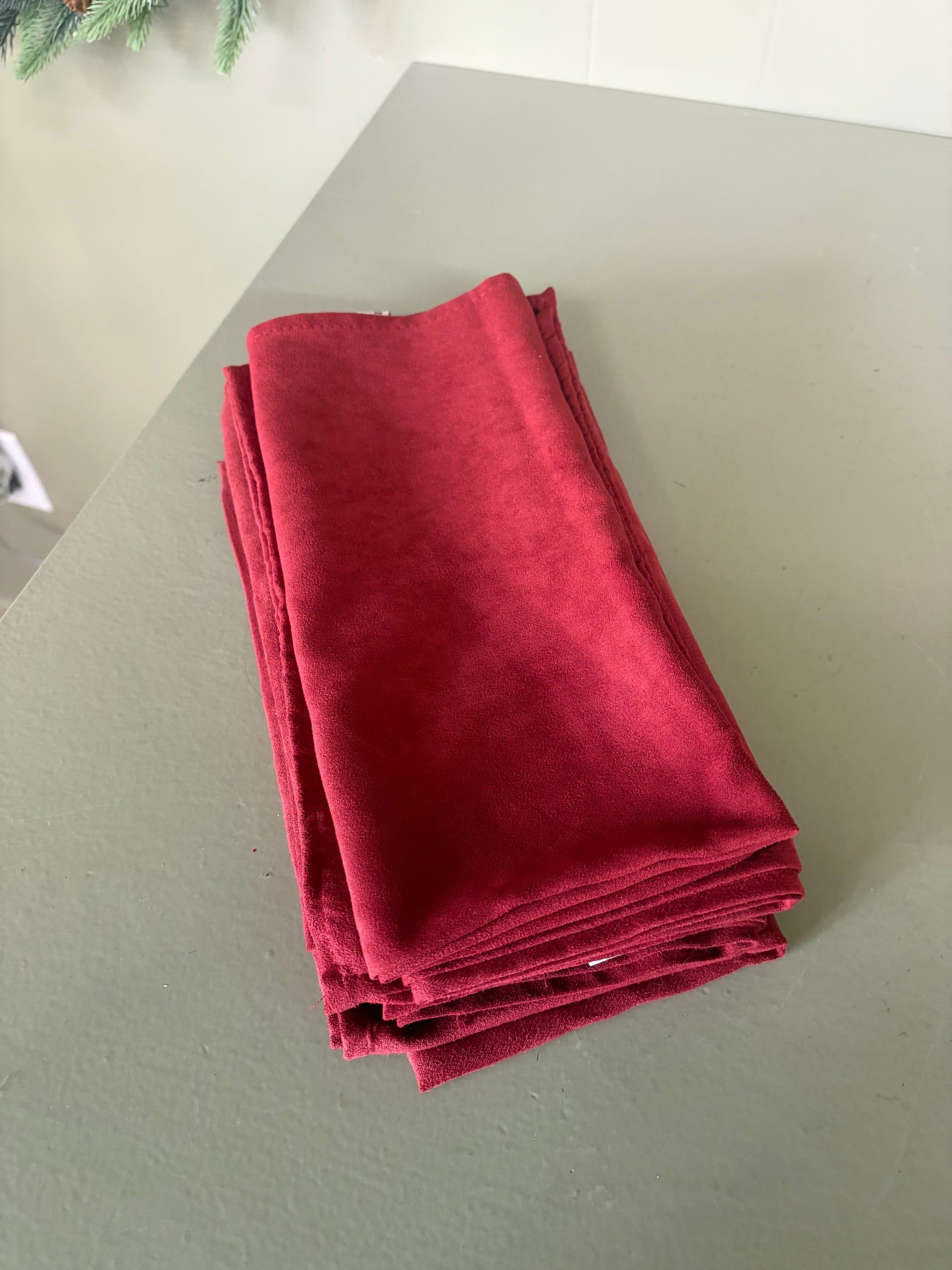 Red  Velvet Linen Set, 6 pc set