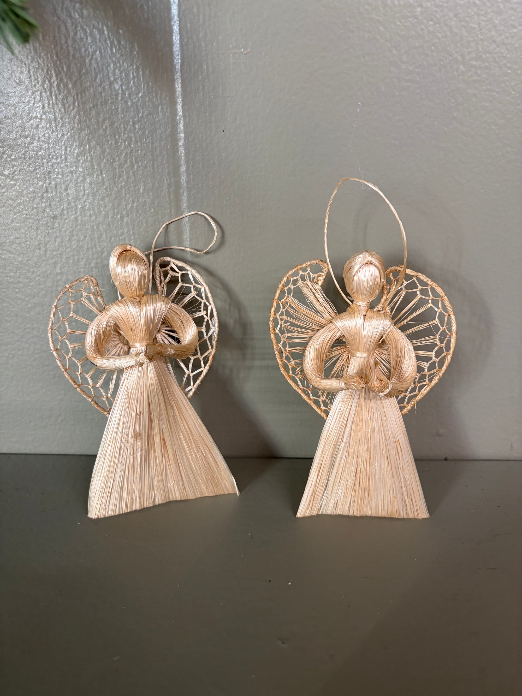 Wooden Angel Ornaments, 2 pc set