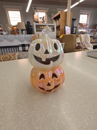 White and Orange  Stacked Pumpkin