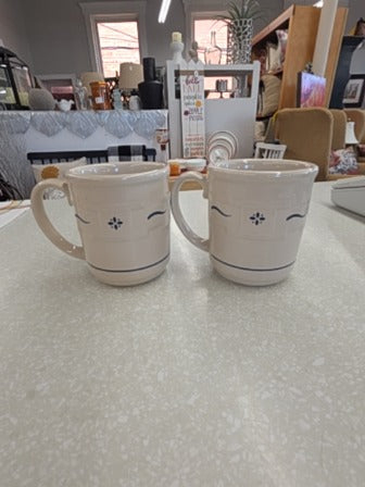 Blue and White Longaberger Mugs Set of 2