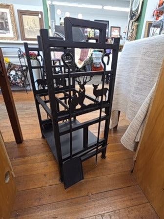 Black  Metal Log Rack w/Tools