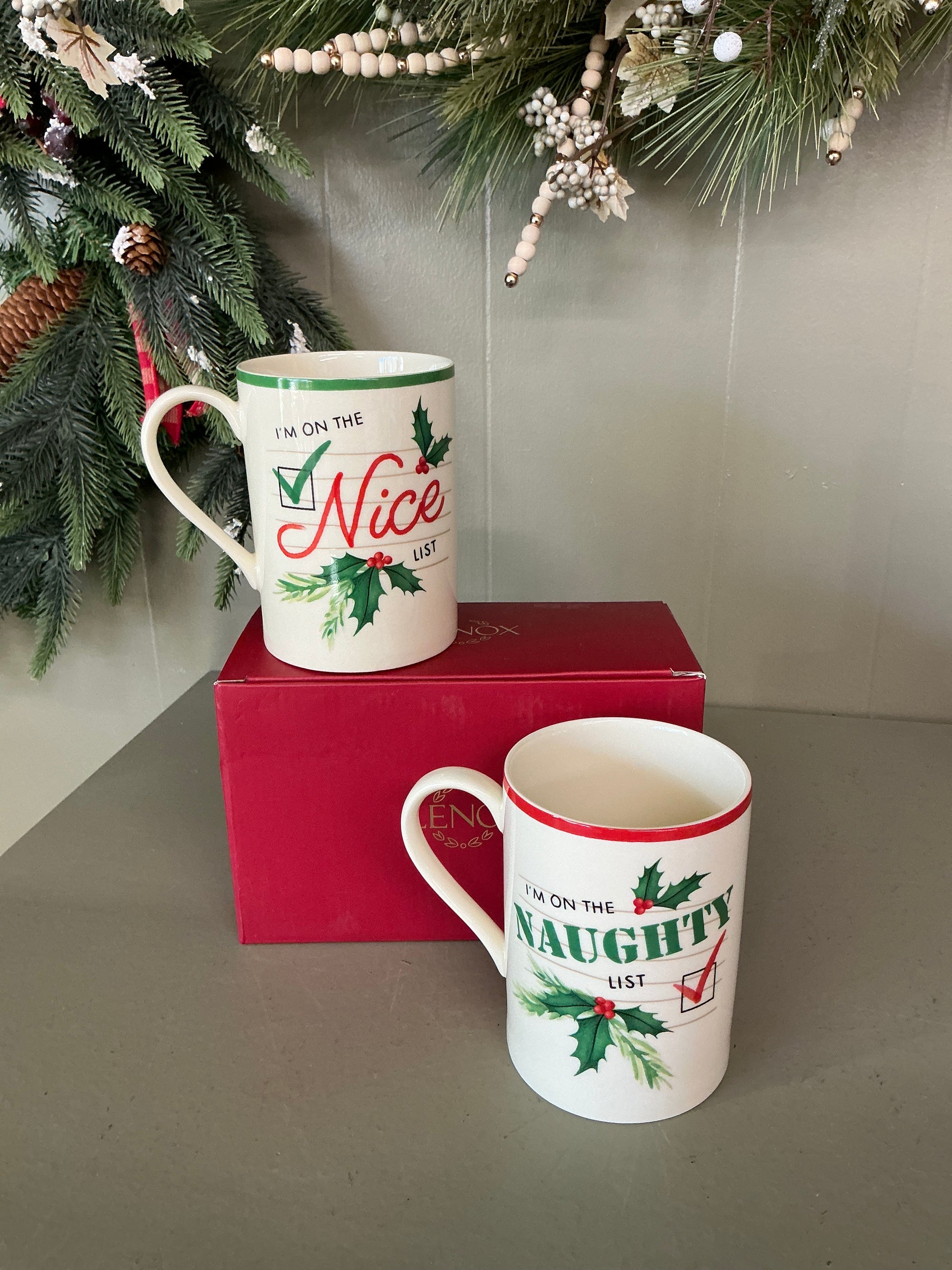 Lenox Naughty & Nice Mug Set, Set of 2 - Has Box