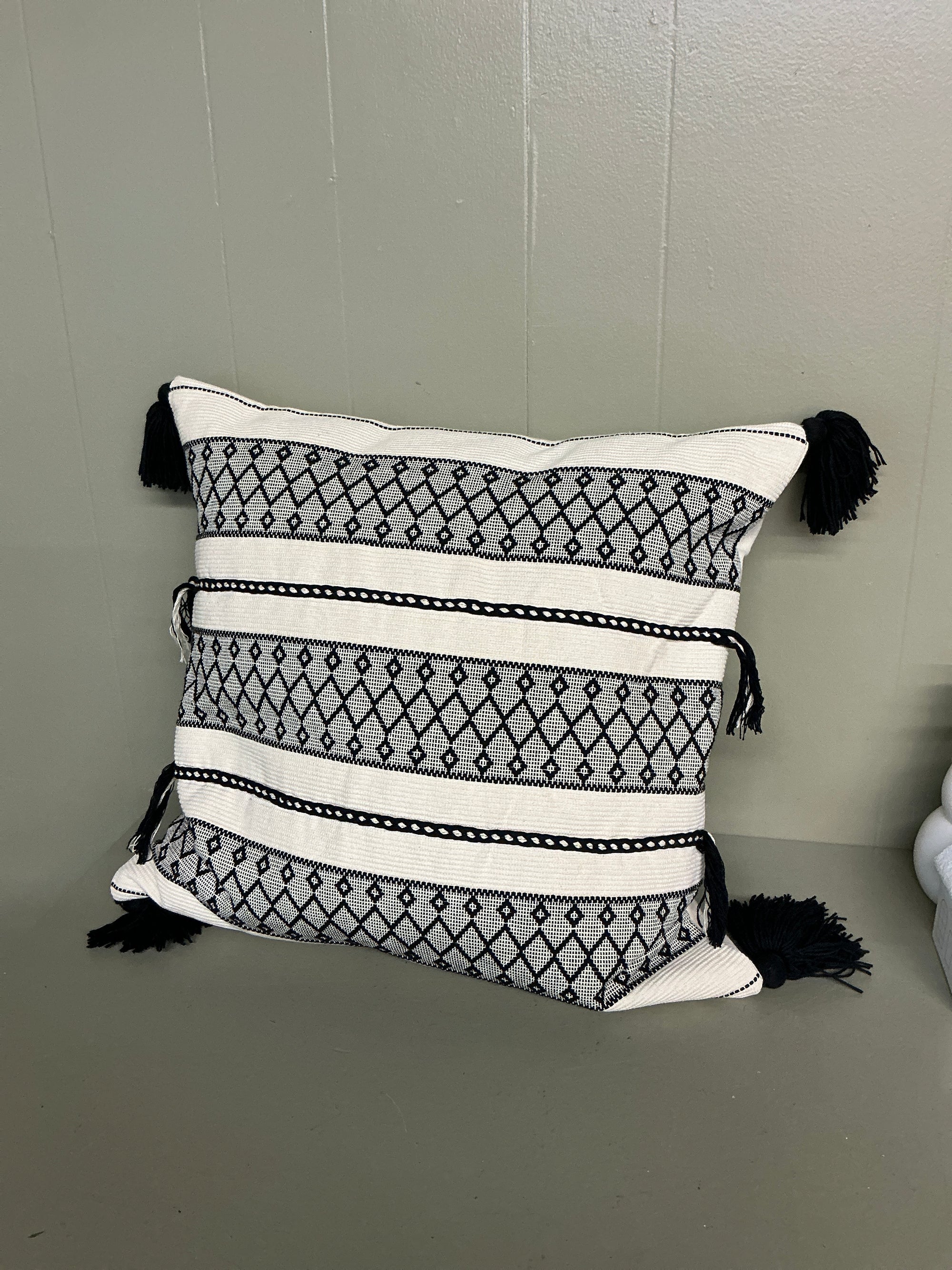 Cream and Black  Throw Pillow