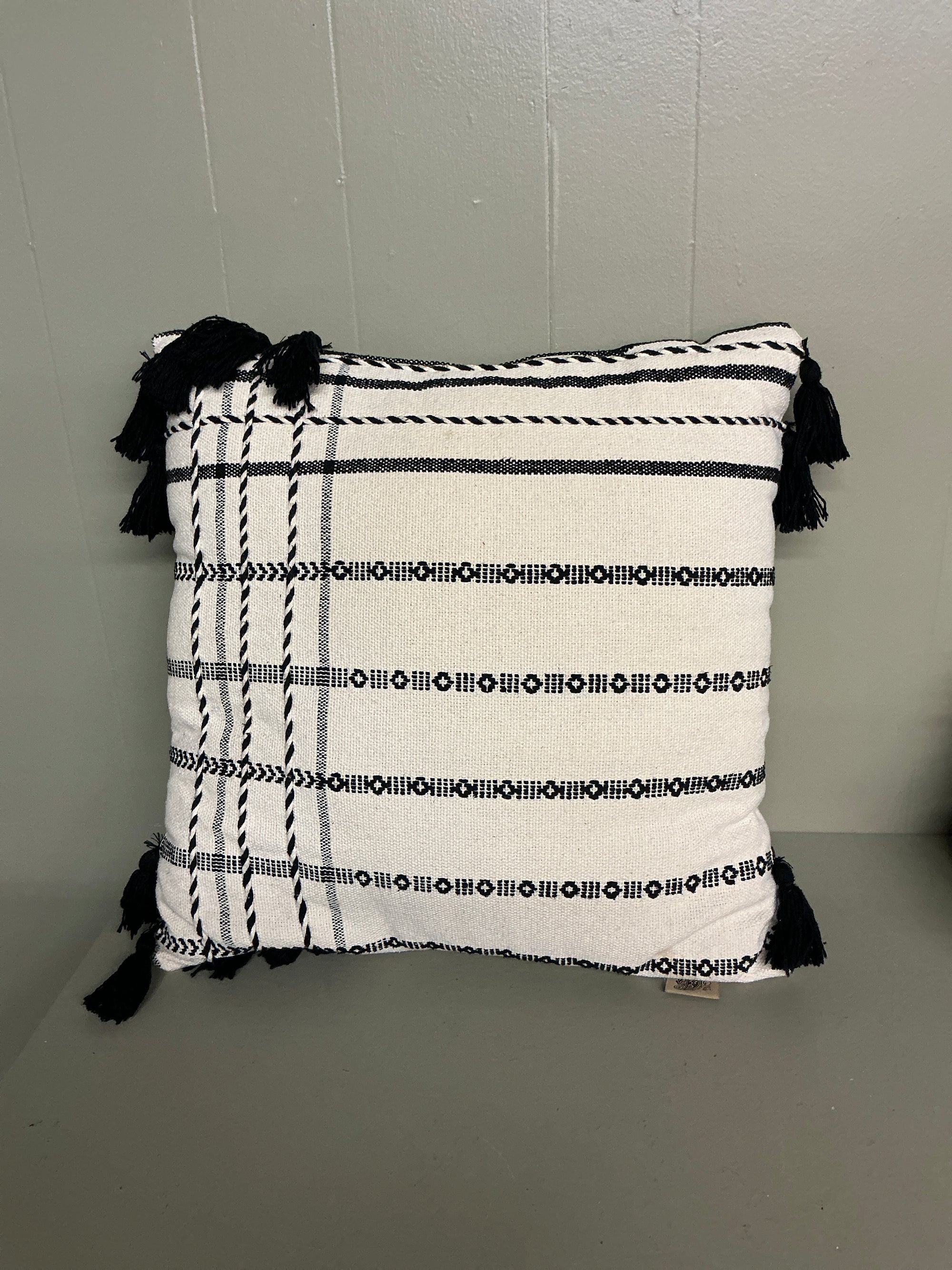 Cream and Black  Throw Pillow