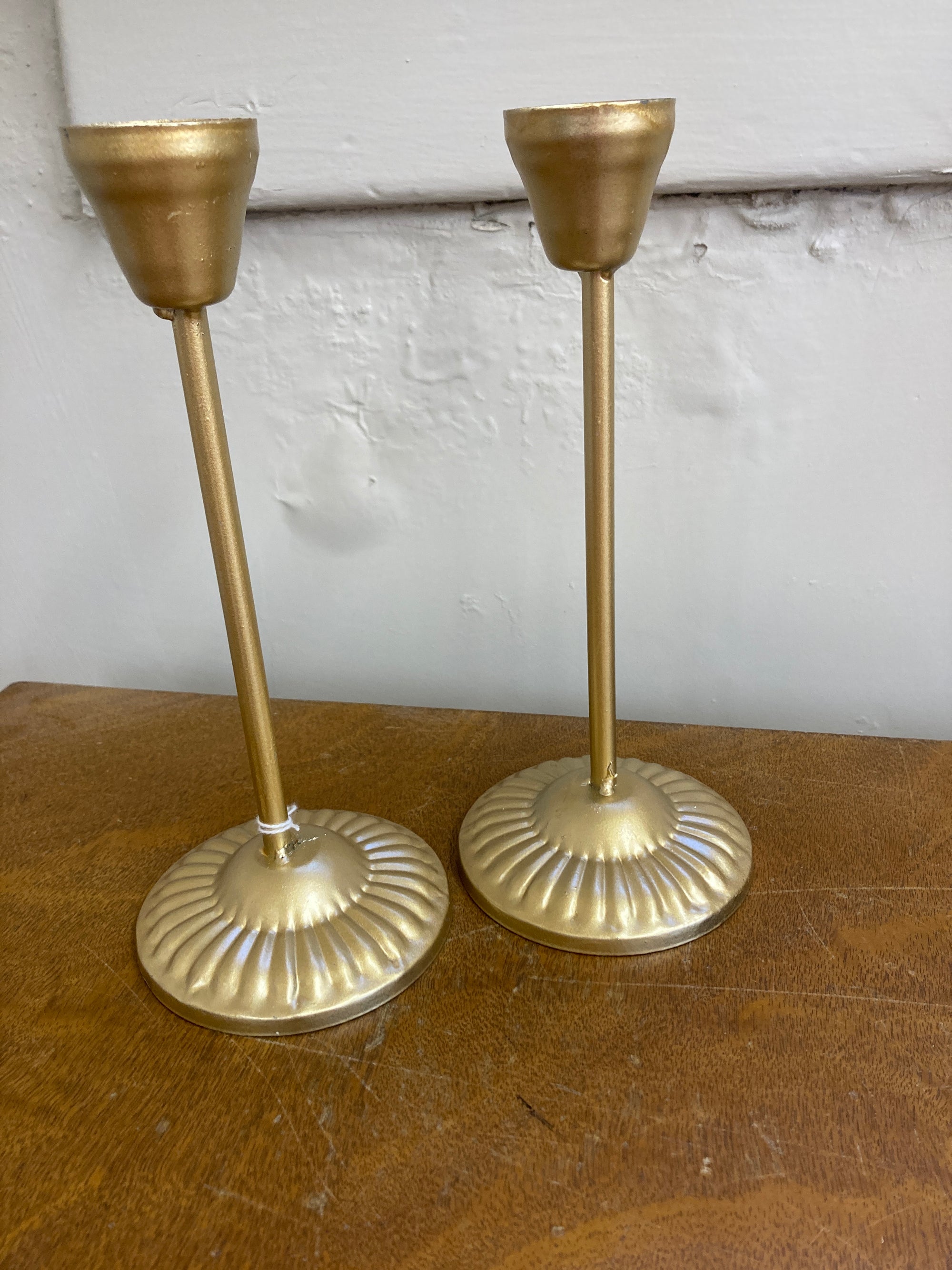 Gold Candle Sticks, Set of 2