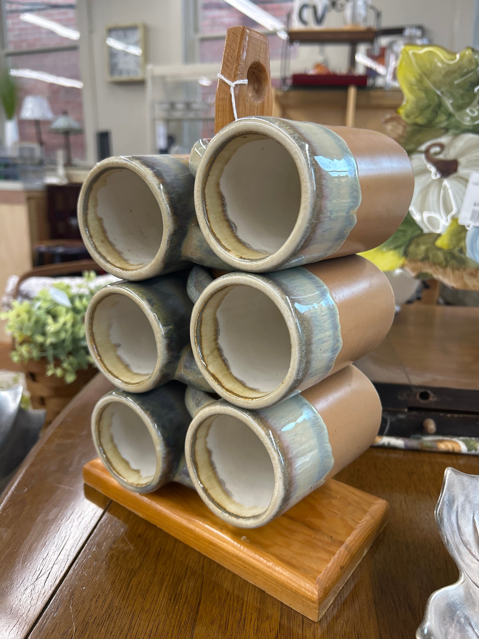 Coffee Mugs and Stand, Rodolfo Padilla- 7 pc set