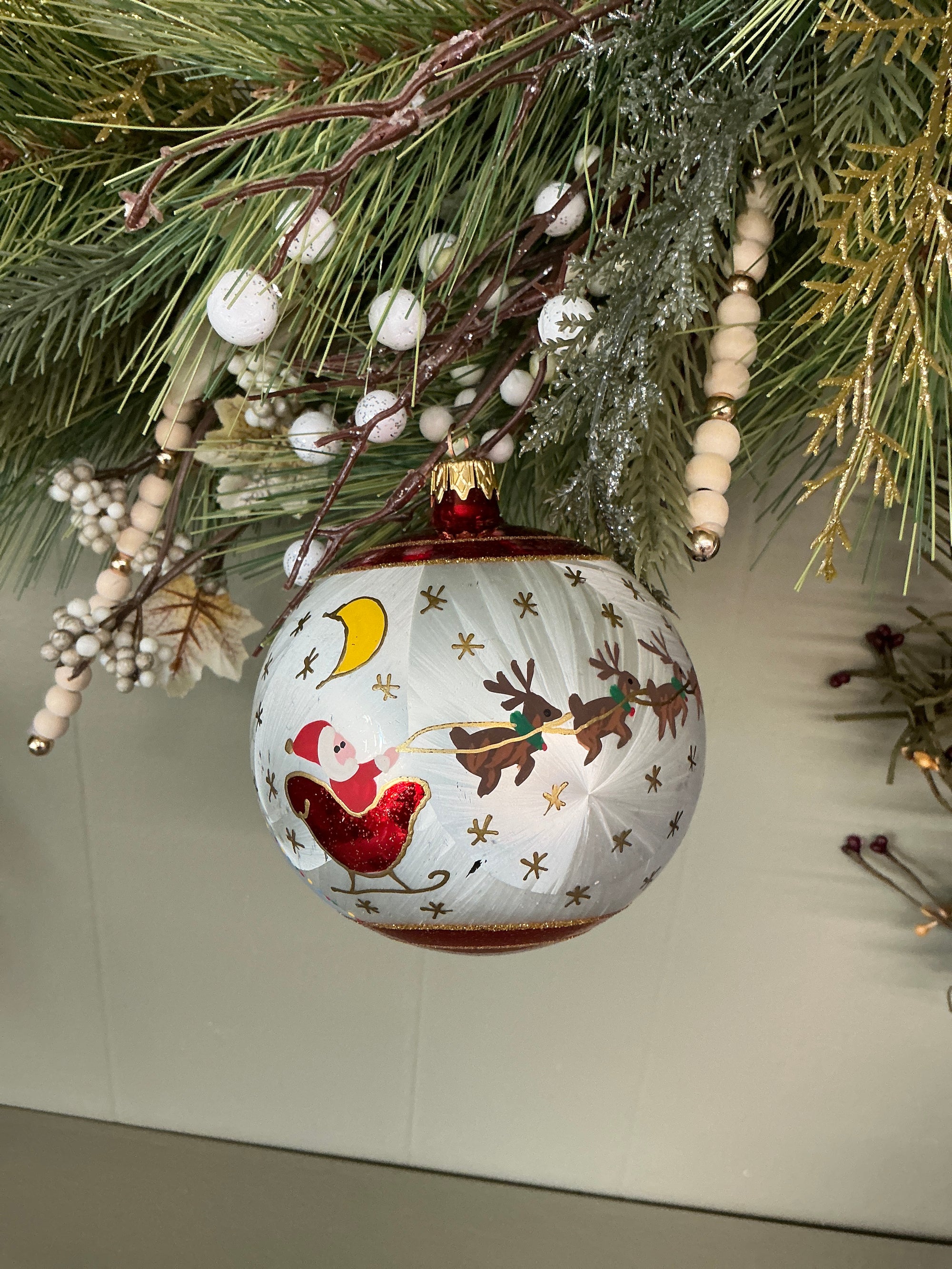 Hand Painted Ornament (Santa Sleigh)