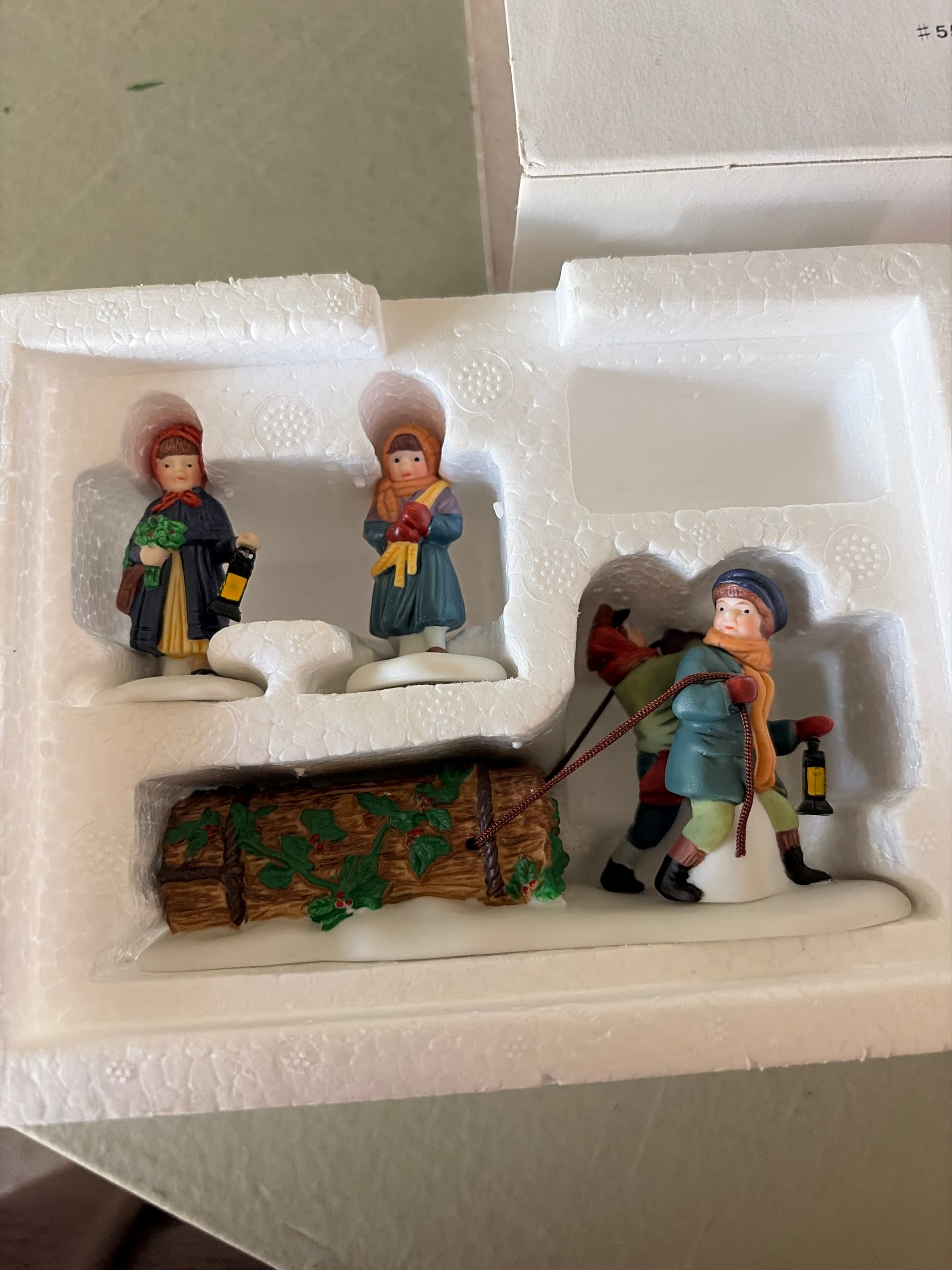 Dept. 56 Bringing Home the Yule Log, Set of 3 - Has Box