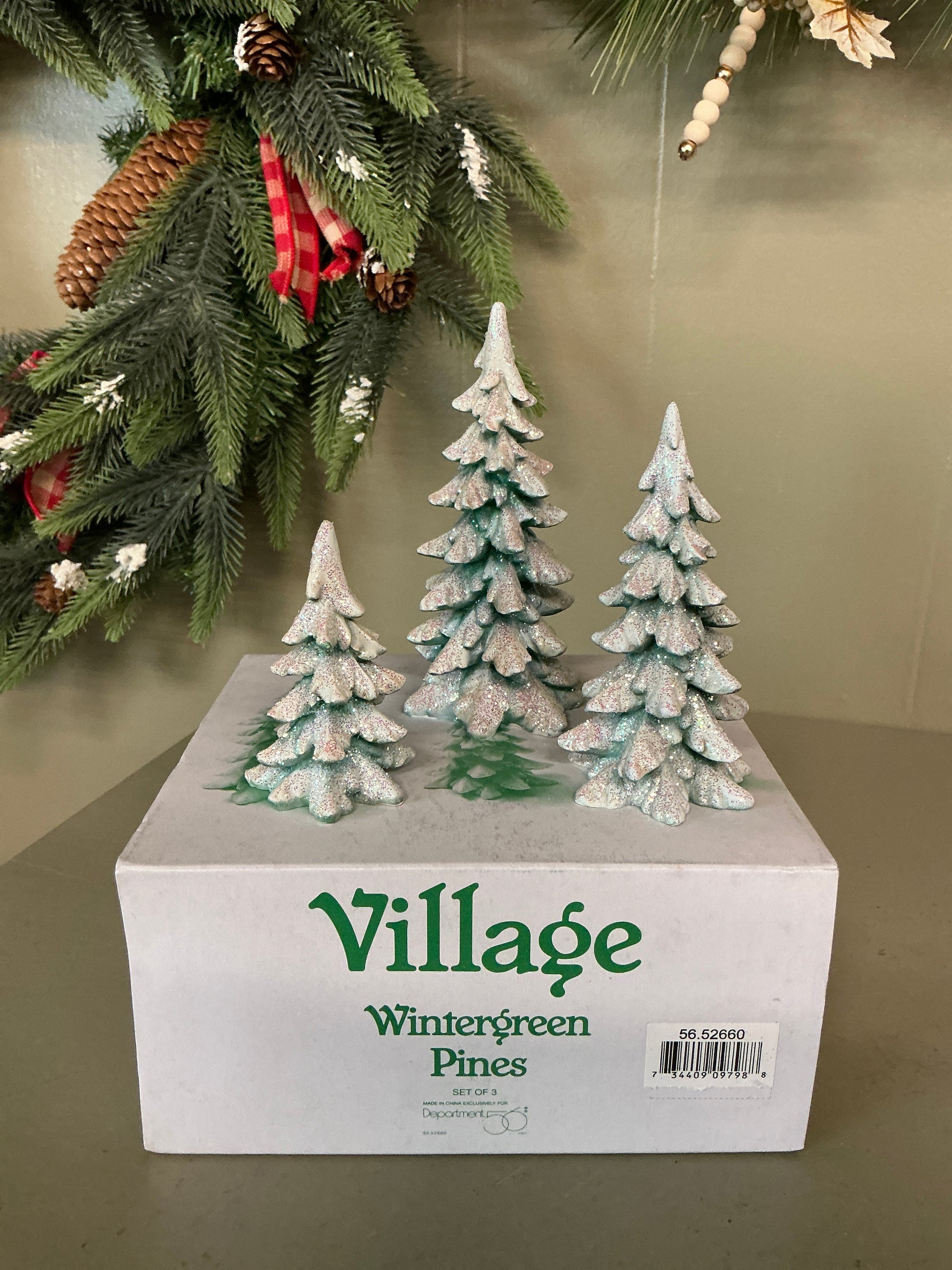 Dept. 56 Village Wintergreen Pines, 3 pc set - Has Box