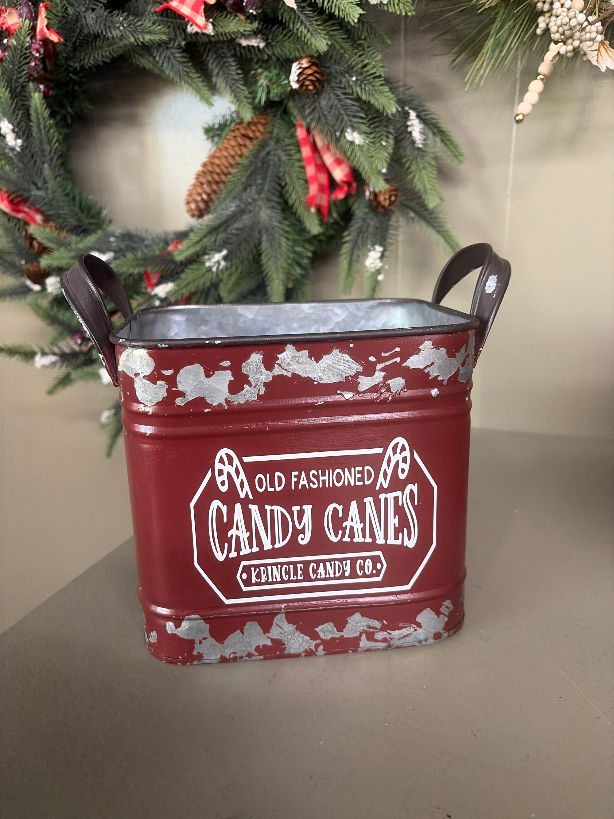 Red  Candy Cane Tin