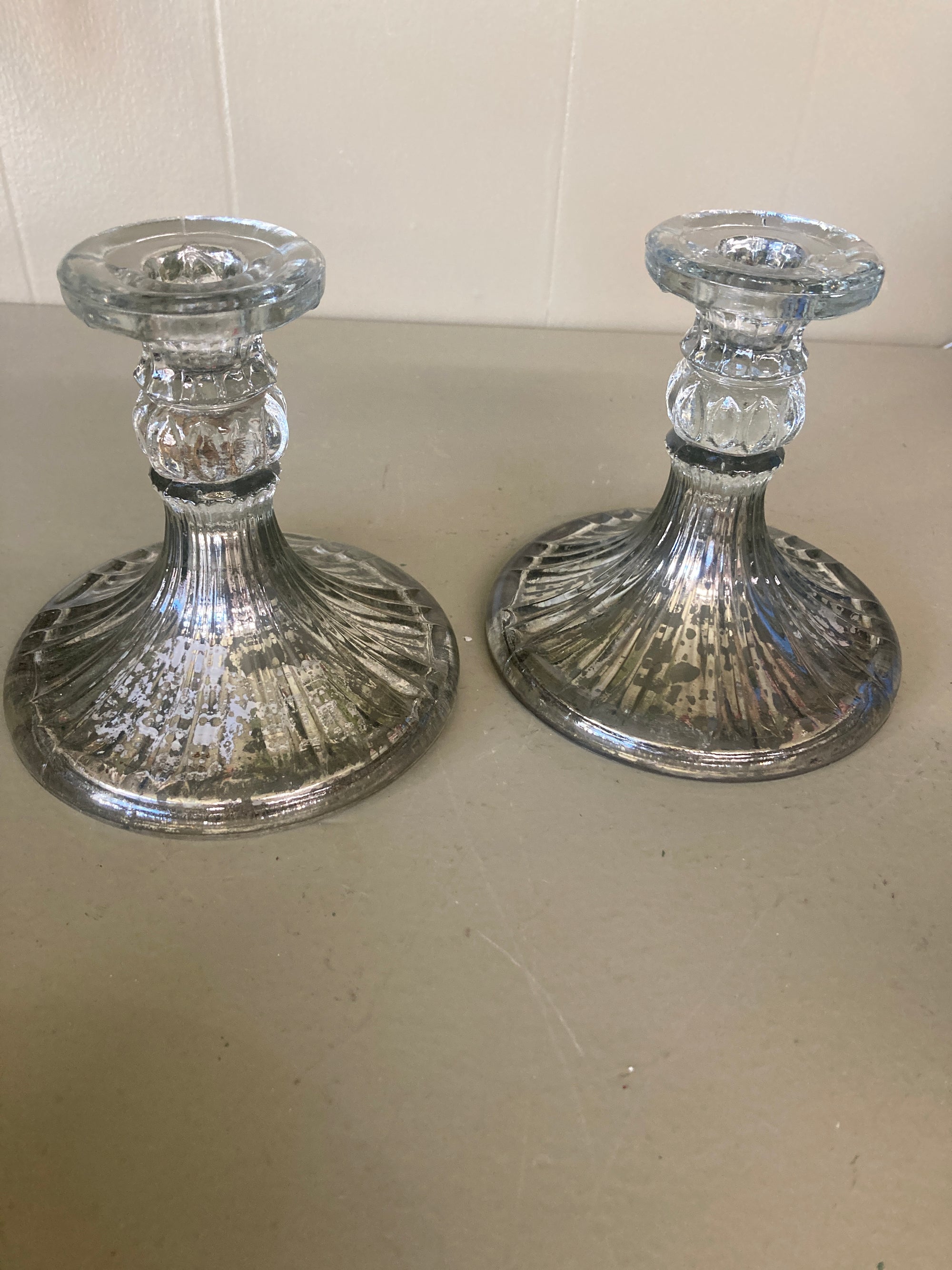 Silver World Market Candle Stick Holders, 2 pc set