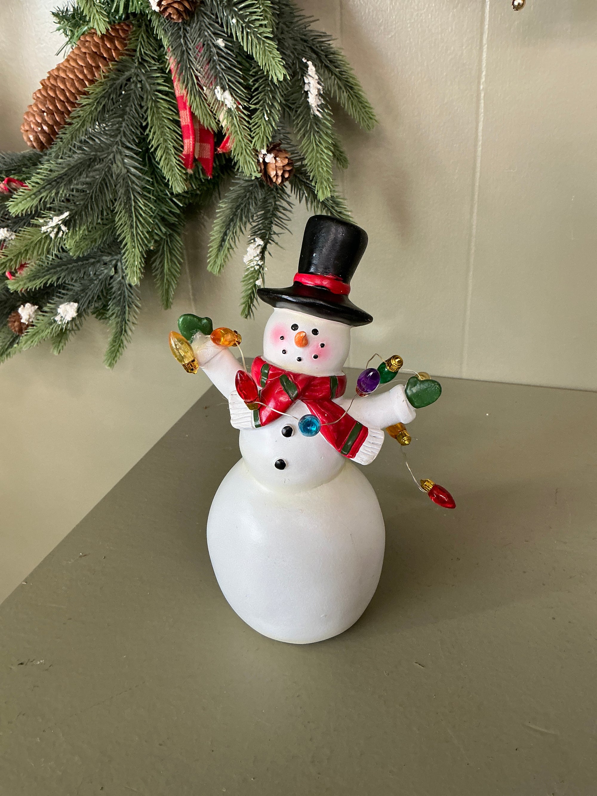 Snowman Holding Lights