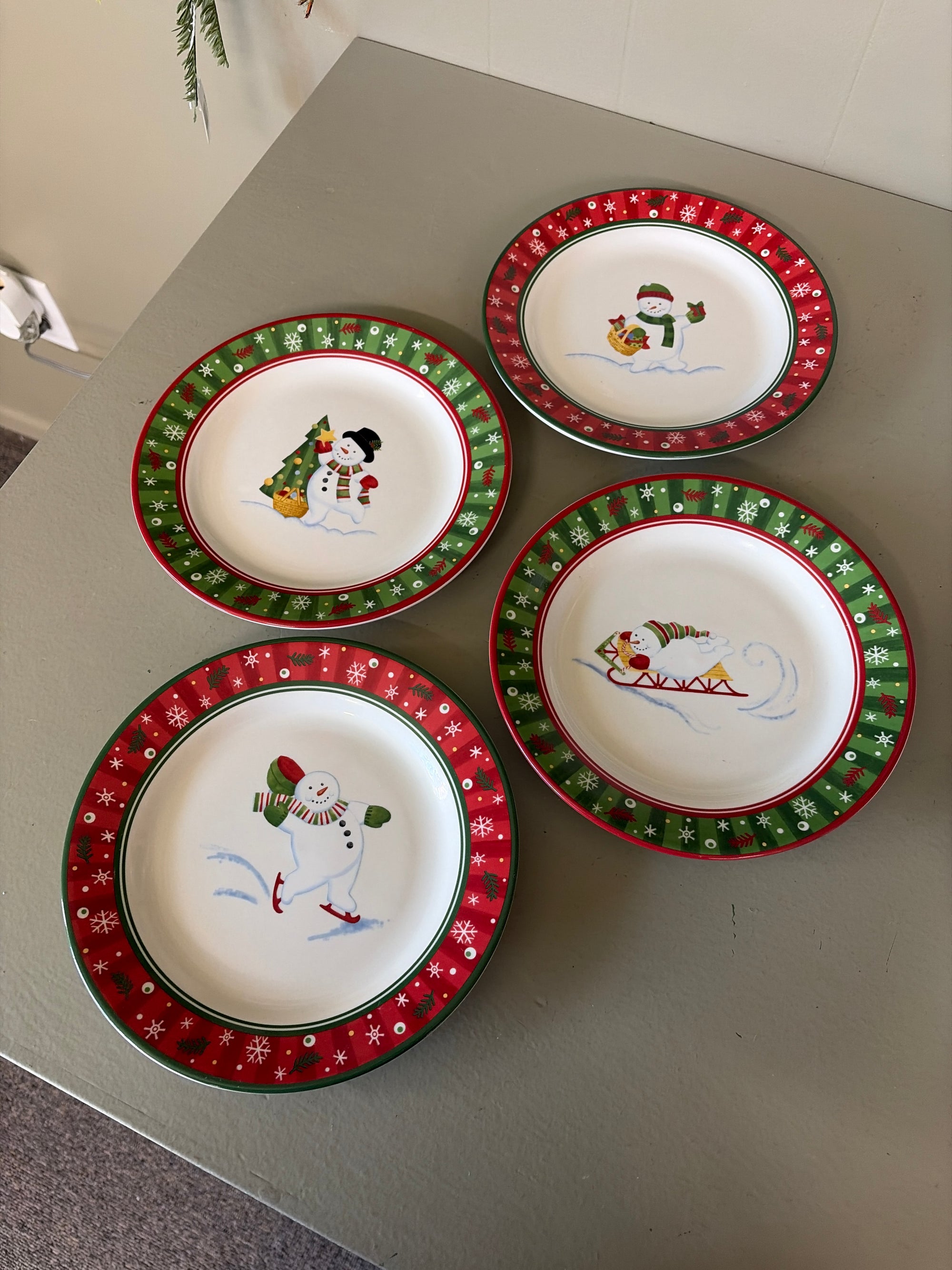 Longaberger Snowman Plates, Set of 4