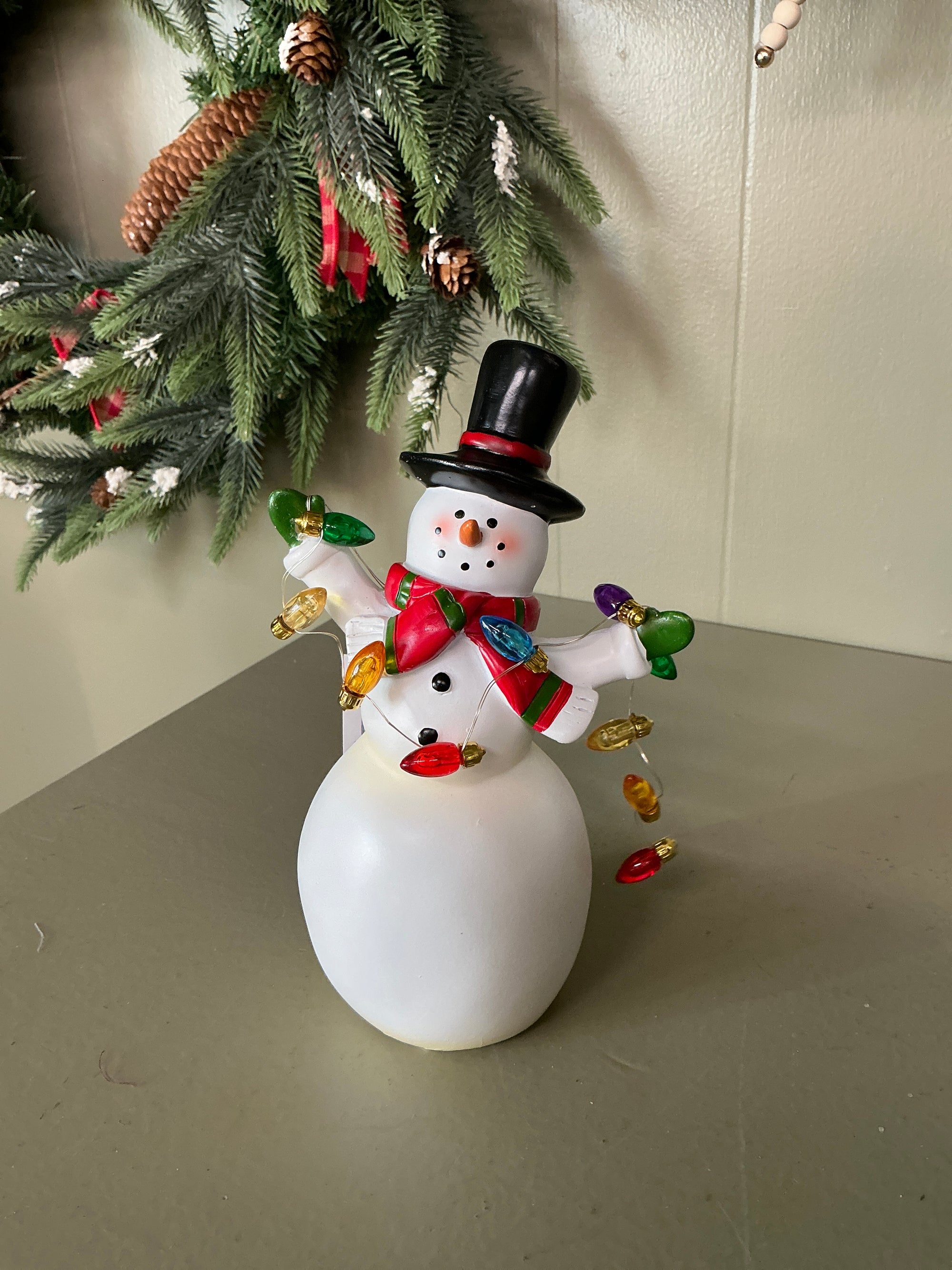Snowman Holding Lights