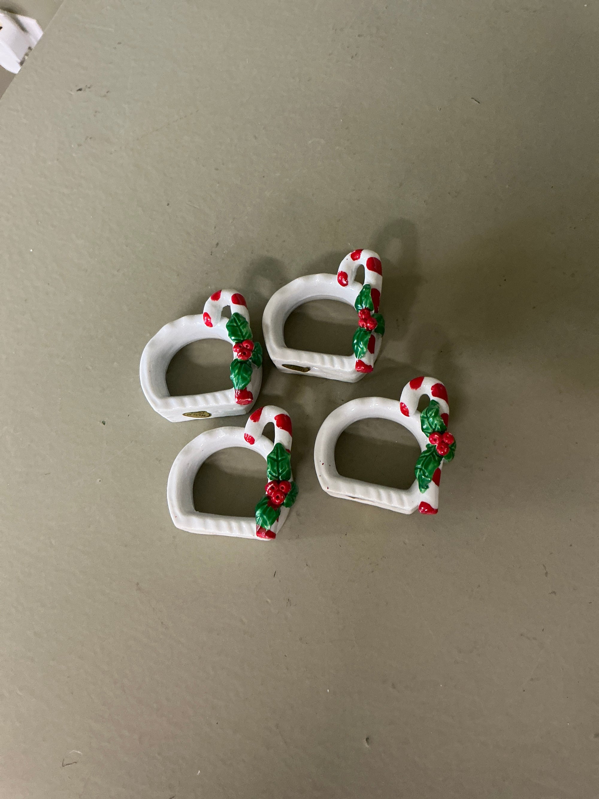Candy Cane Napkin Rings, Set of 4