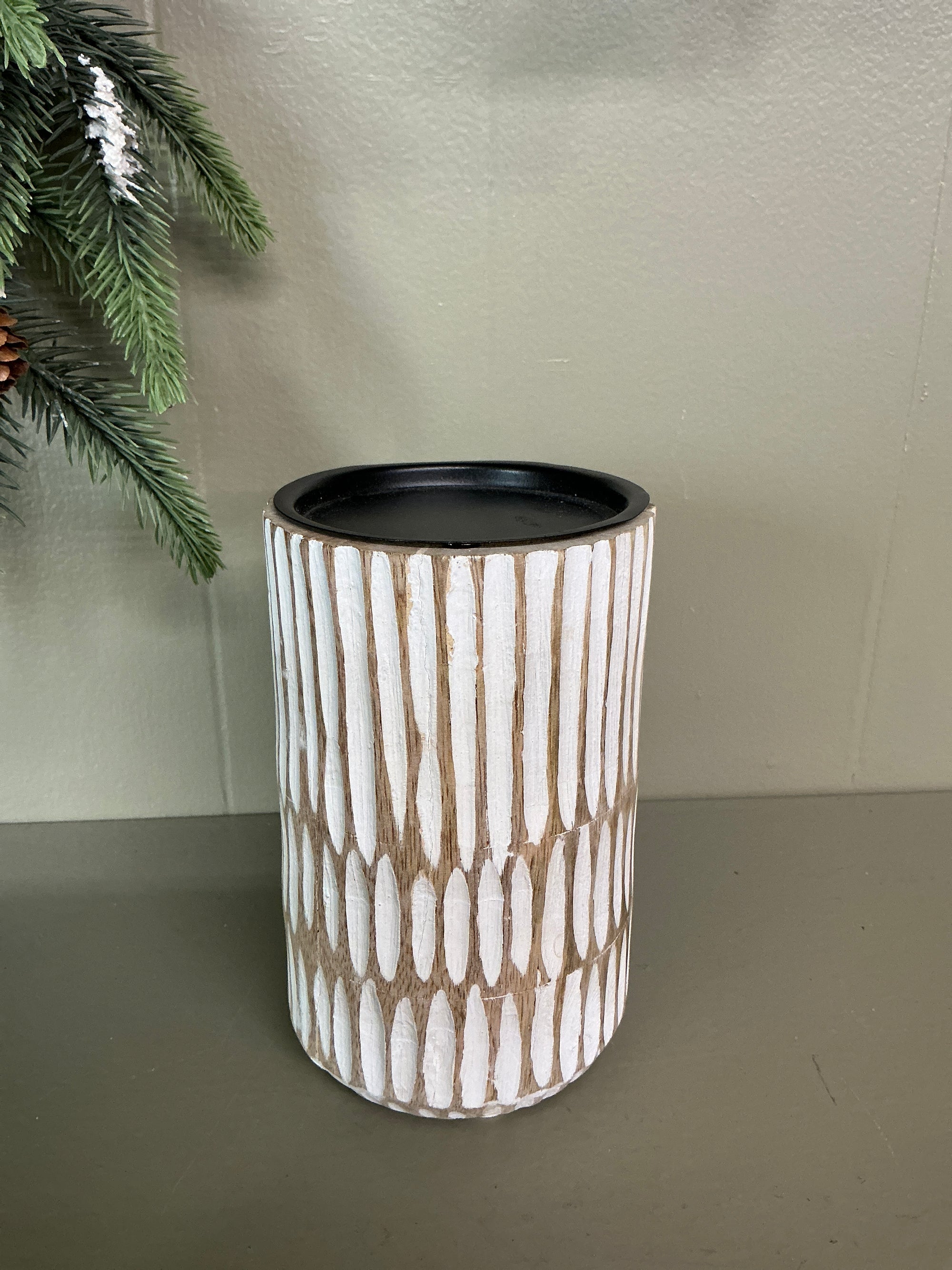 Rustic Pillar Candle Holder, As Is