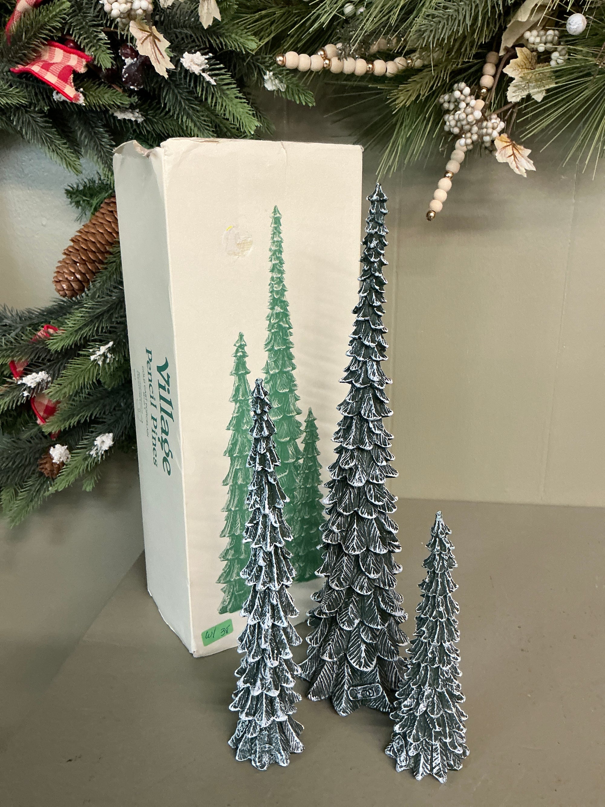 Dept. 56 Village Pencil Pines, 3 pc set - Has Box