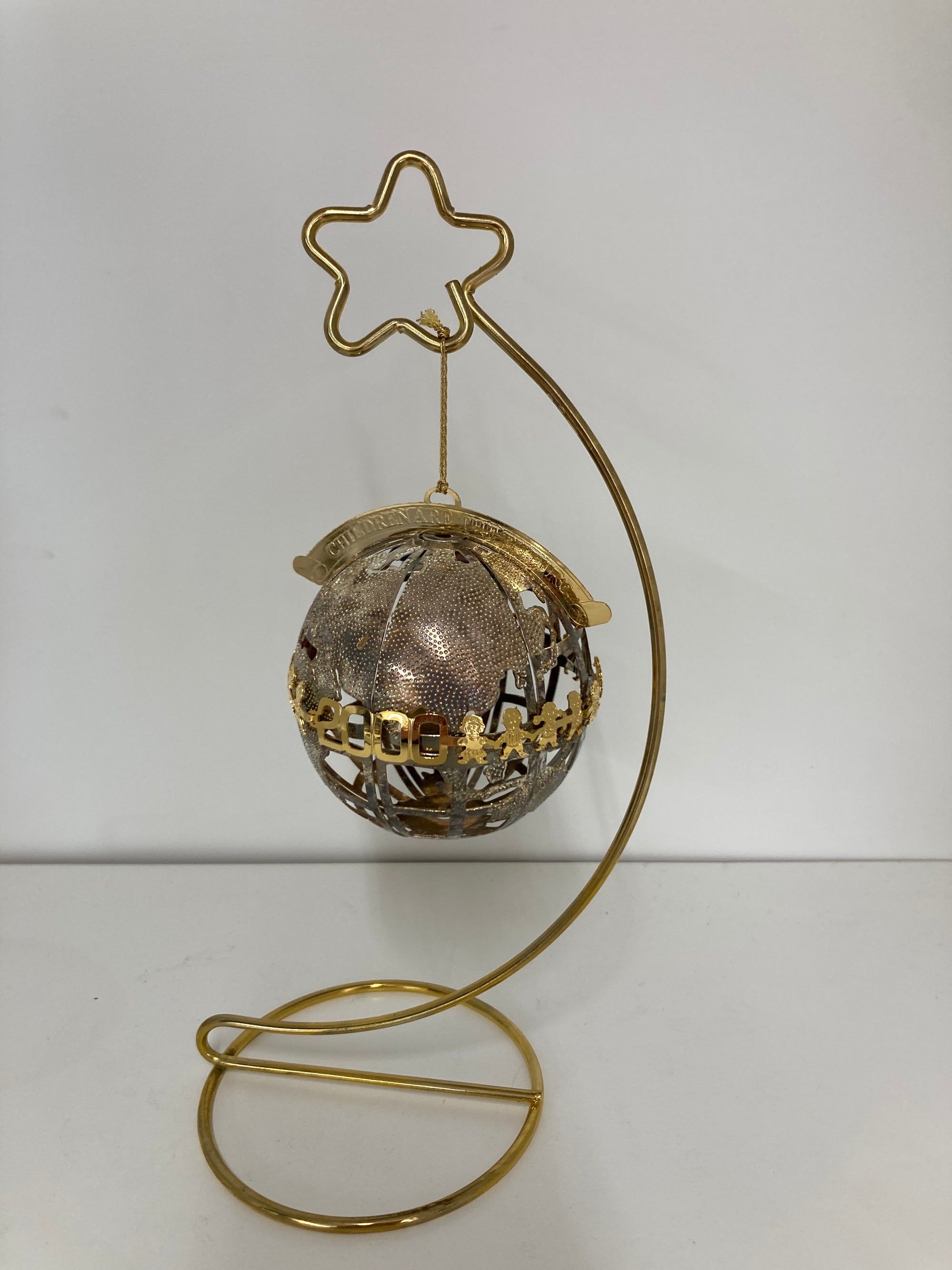 Gold Wallace Silversmiths Globe Ornament with Stand