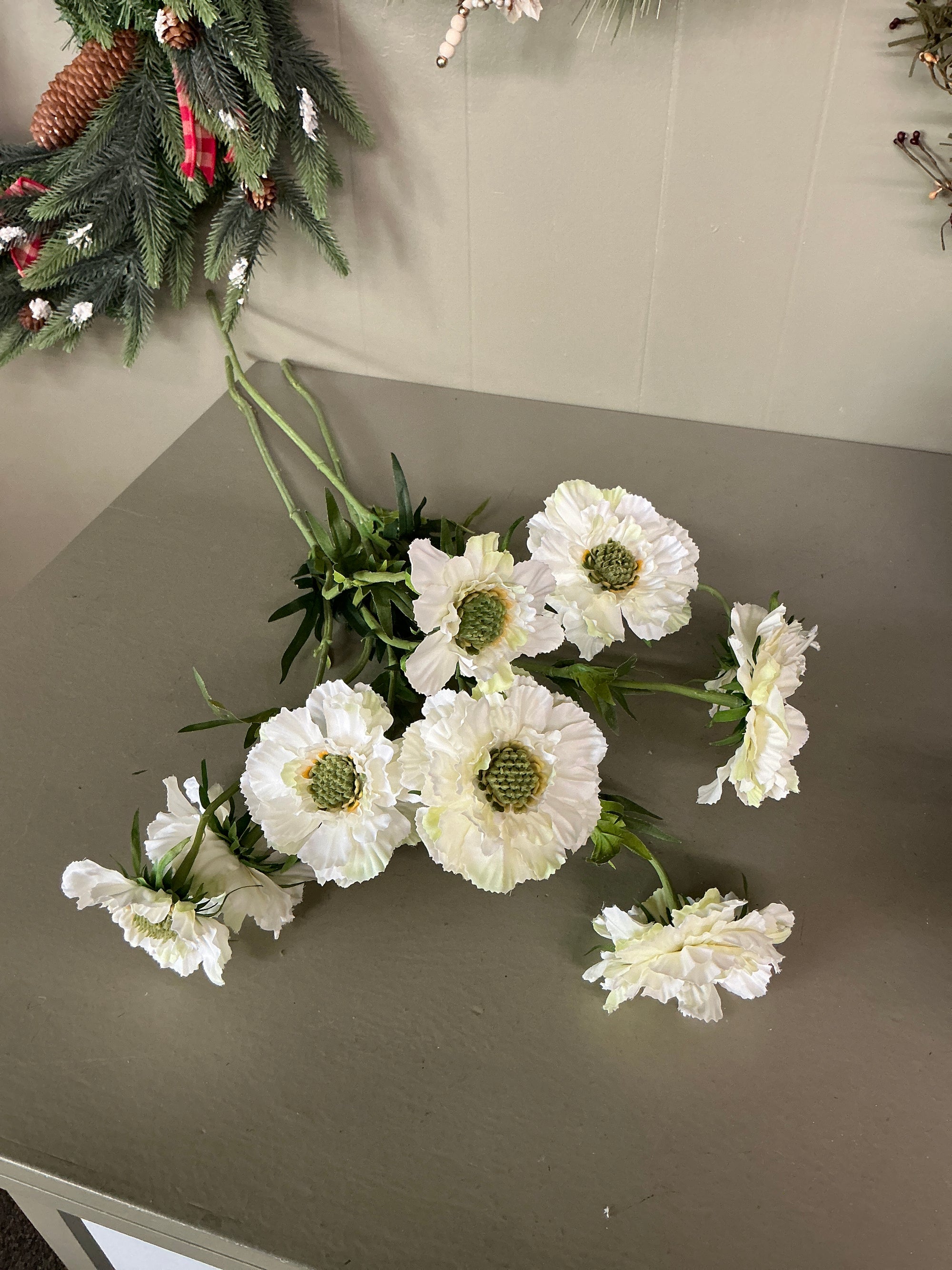White  Faux White Flowers, Set of 3