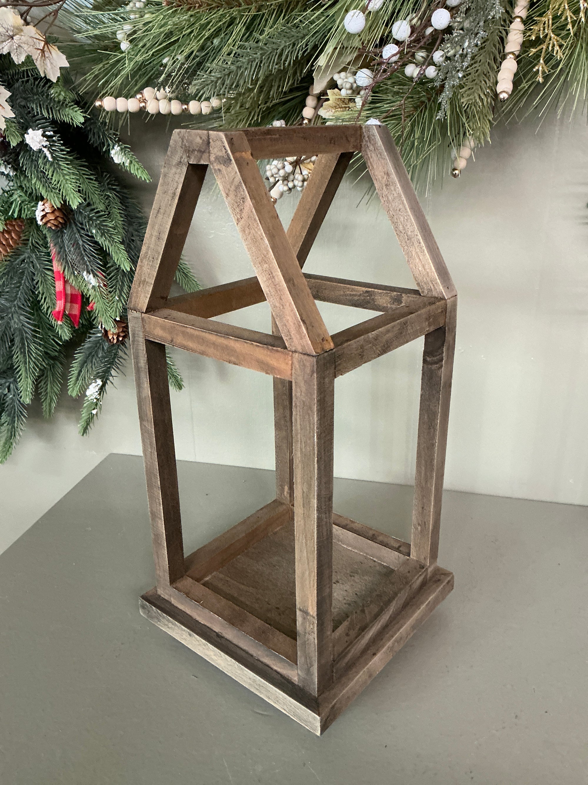 Open Frame Wooden Lantern