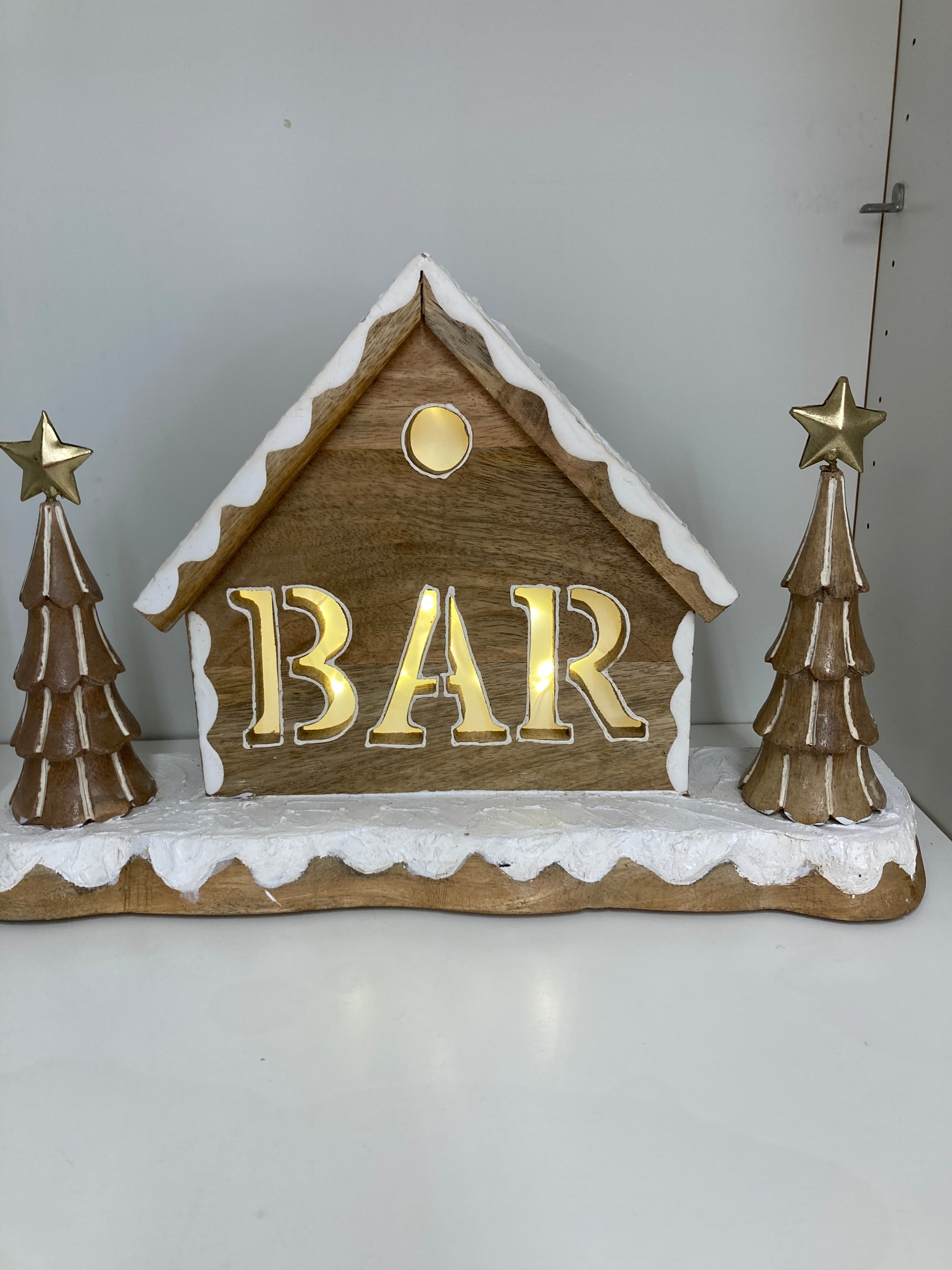Wood  BAR House and Trees with Snow
