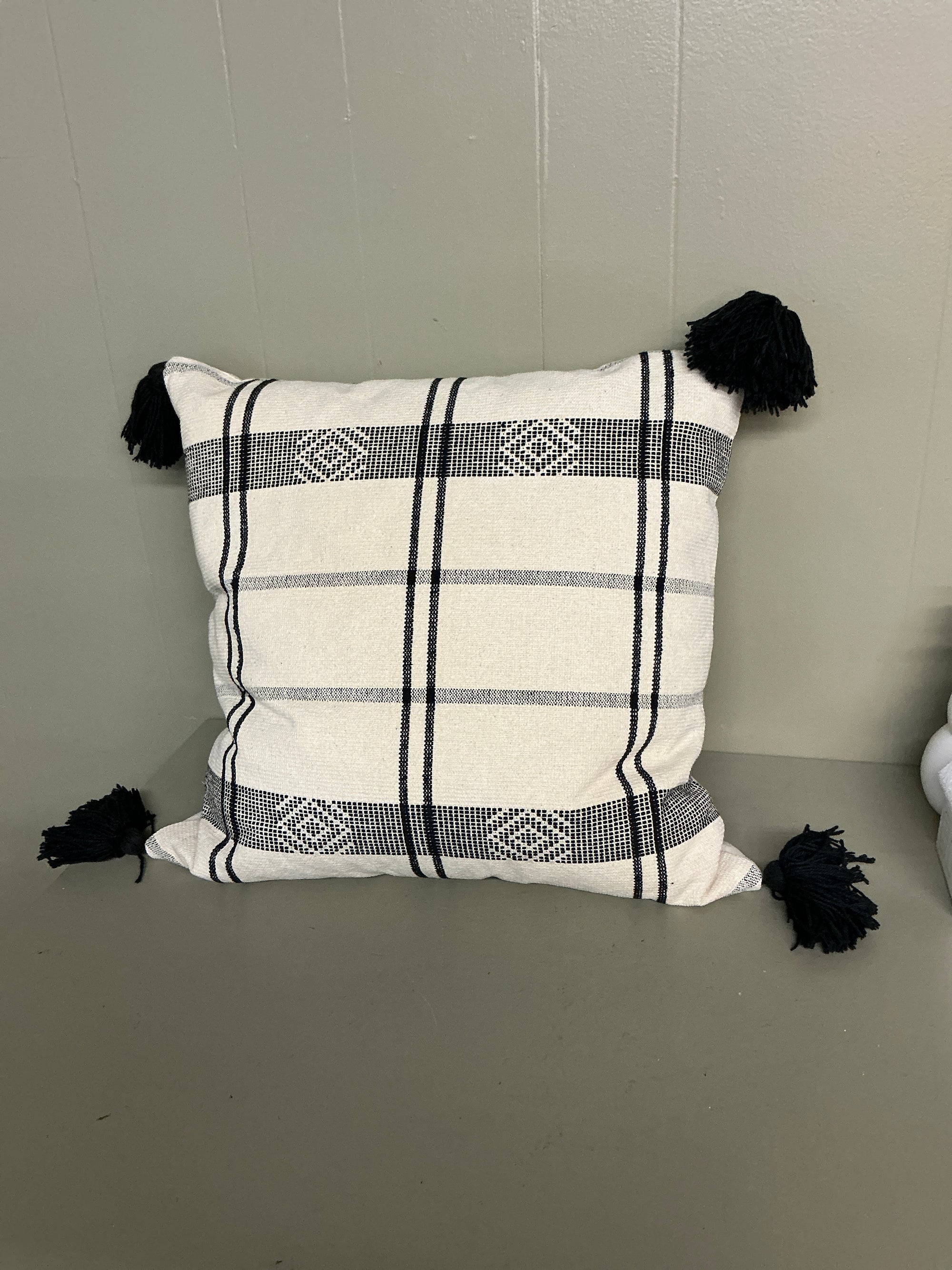 Cream and Black  Throw Pillow